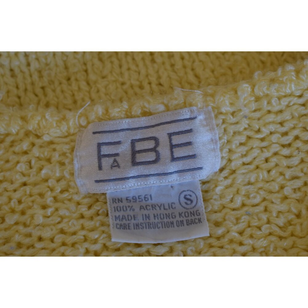 Vintage 80s Acrylic Yellow Knit Blouse size S - Picture 8 of 10